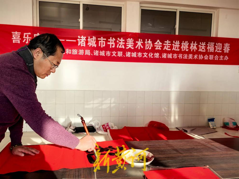 诸城市桃林镇：书法美术协会送福迎春活动