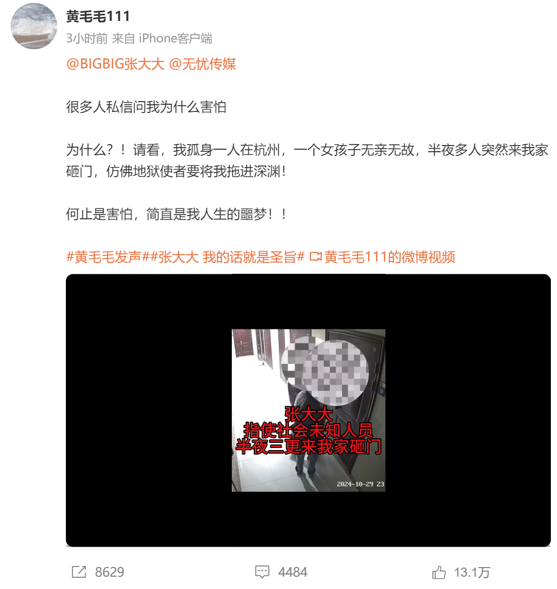 黄毛毛控诉张大大：一场被掩盖的霸凌风波，从全网黑到全网红，张大大背后的黑暗真相