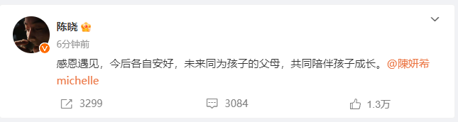 重磅！陈晓陈妍希官宣离婚，未来共同陪伴孩子 陈晓和陈妍希离婚：从甜蜜相恋到和平分手