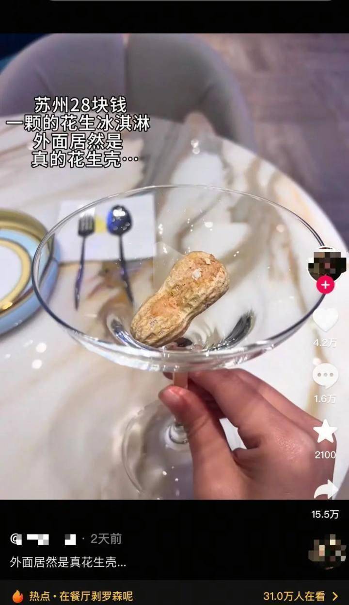 28元一颗的苏州餐厅花生冰淇淋：真花生壳背后的价值考量，苏州餐厅28元一颗的花生冰淇淋，真花生壳引争议