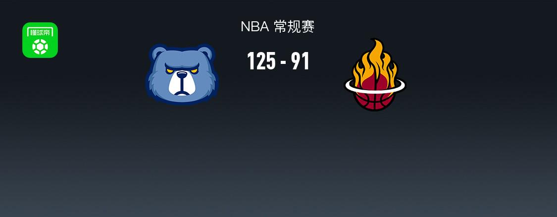 孟菲斯灰熊125-91大胜迈阿密热火，赛场数据全揭秘