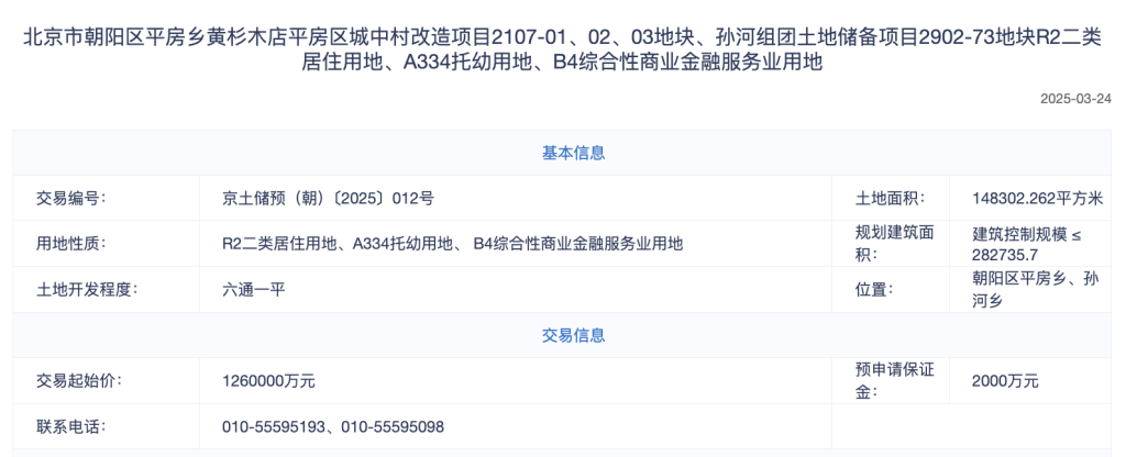 4. 朝阳区再推组团地块，起始价126亿引关注