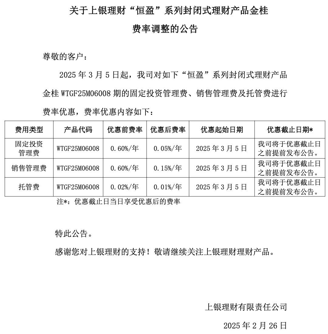 上银理财产品管理费优惠，投资者的福音？
