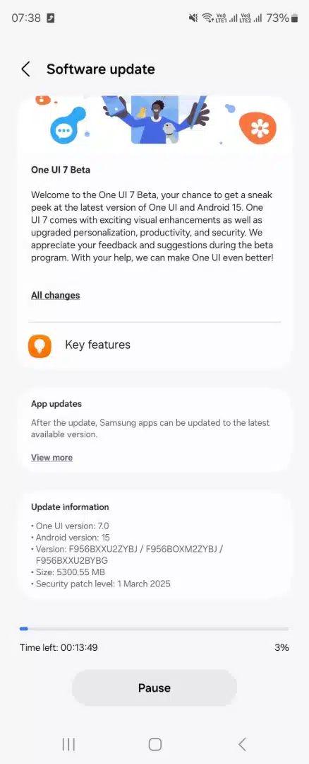 三星折叠手机开启One UI 7.0 Beta测试：印度和美国先行