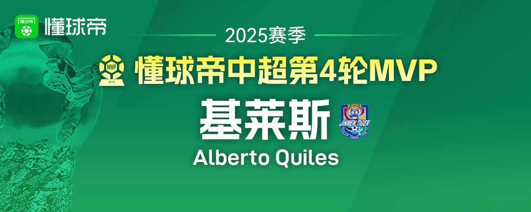 2025赛季基莱斯再夺中超MVP，两粒进球载入史册！ 基莱斯成为首位两度当选本赛季中超MVP的球员！